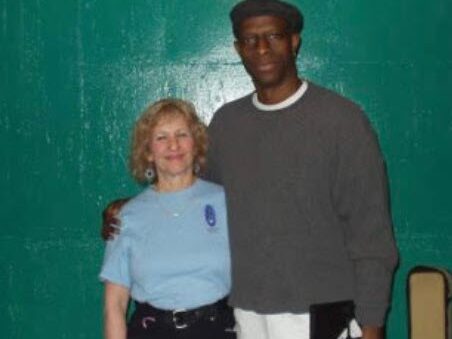 Former MBS Board Secretary and now Member Nancy Miller with Keb Mo when Nancy bestowed an honorary Madison Blues Membership to this incredible artist in the 2000s.